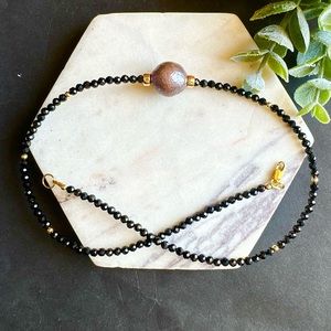 Real Pearl Black Tourmaline Necklace Choker beaded 14k Gold Filled women jewelry